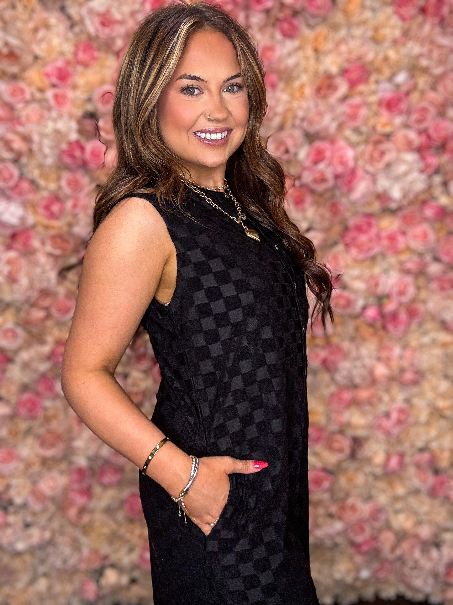 Black Label Checkered Jumpsuit