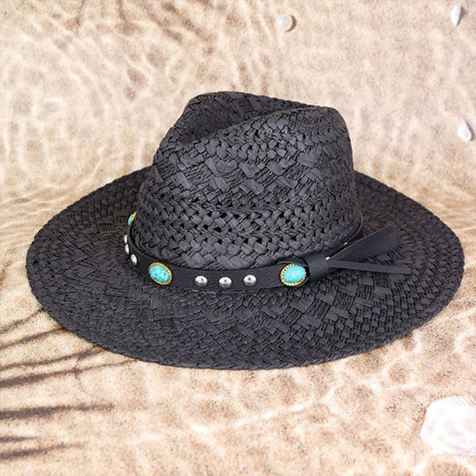 Styline Navajo Stone Band Sun Hat in Black