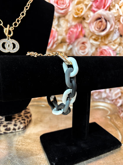 Two-Tone Matte Chain Link  Bracelet