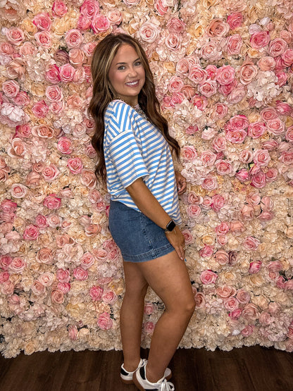 Sky Blue Striped Tee