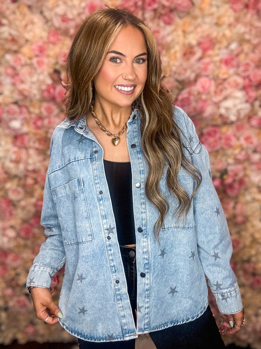 Lucky Stars Denim Button Up