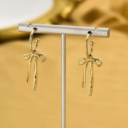 Dangle Bow Earrings in Gold