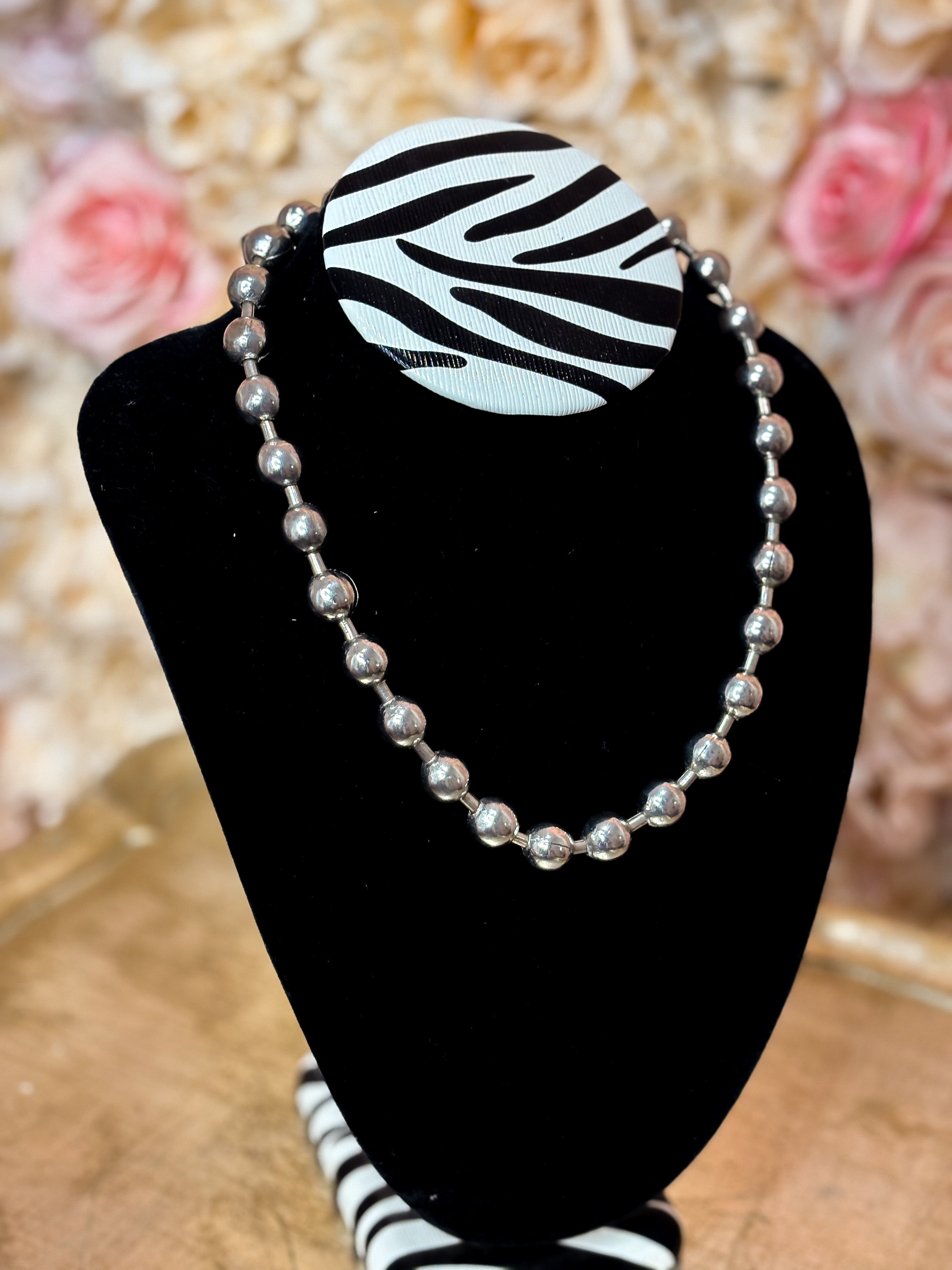 Silver Bead Strand Necklace