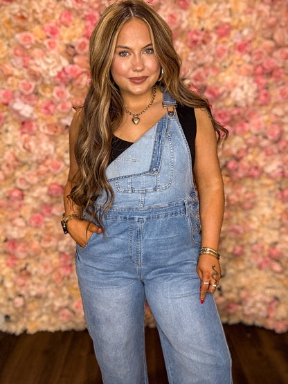 Dusk Blue Denim Barrel Overalls