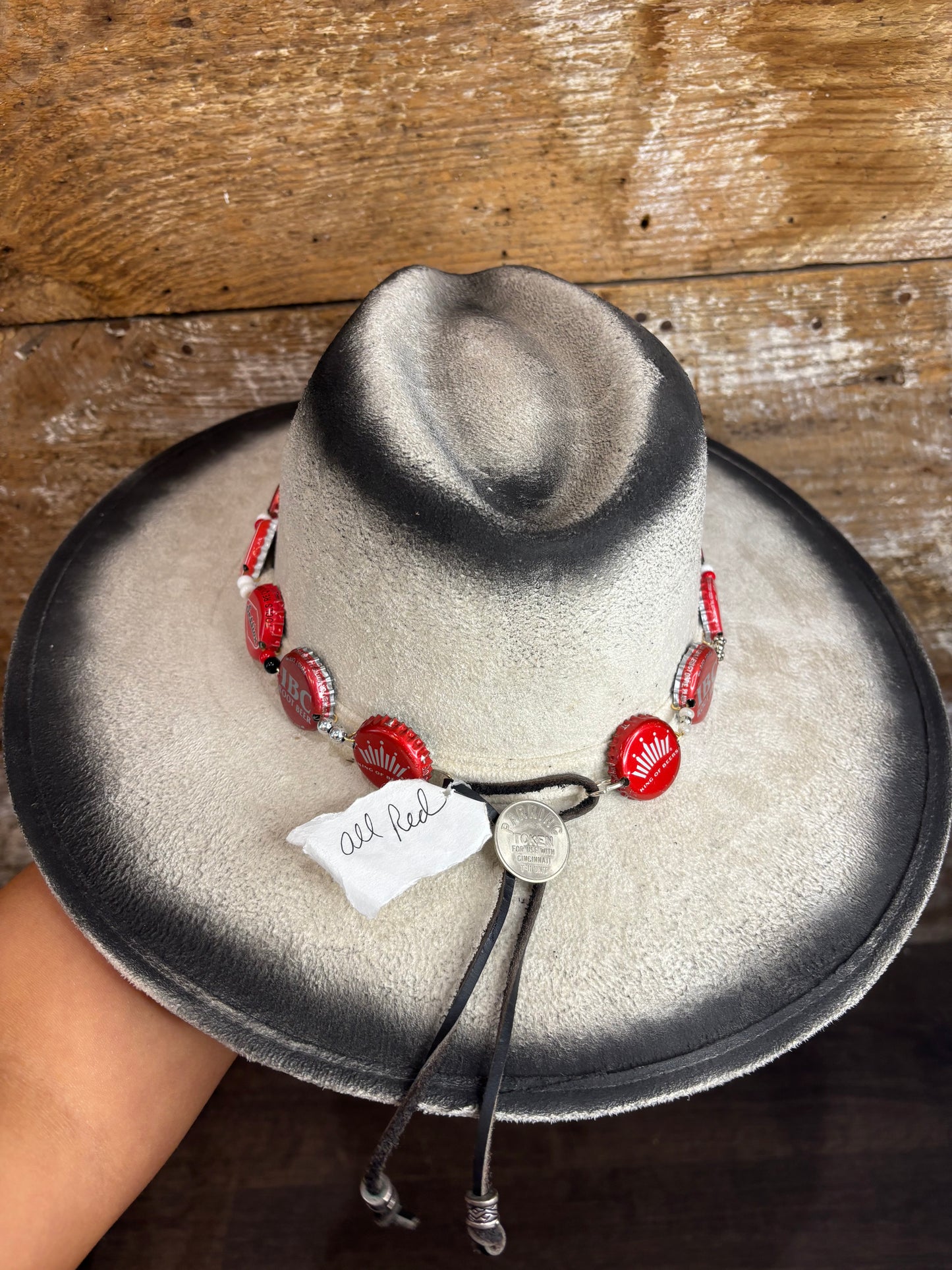 Handmade All Red Bottle Cap Hat Band