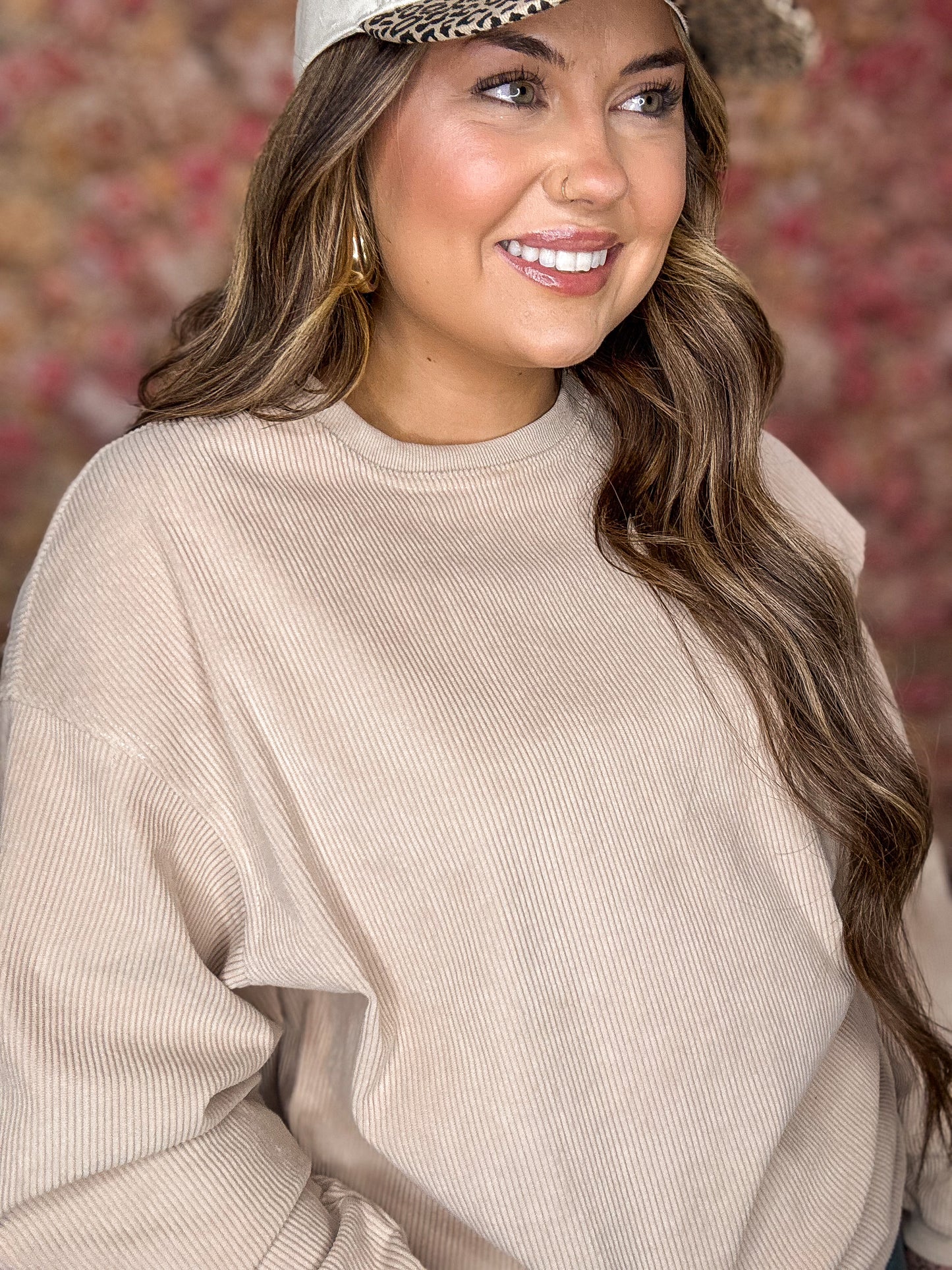 Apricot Corduroy Oversized Sweatshirt