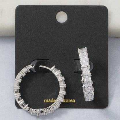 Pave Square Hoop Earrings