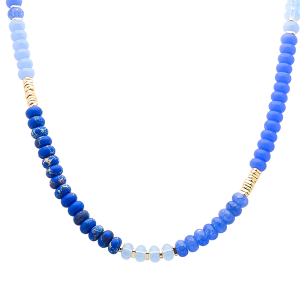 Beaded Glass Stone Cobalt Blue Necklace