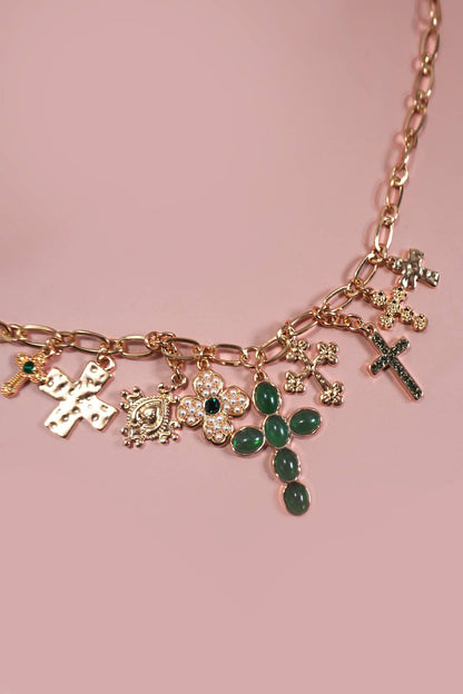 Multi Cross Charm Necklace