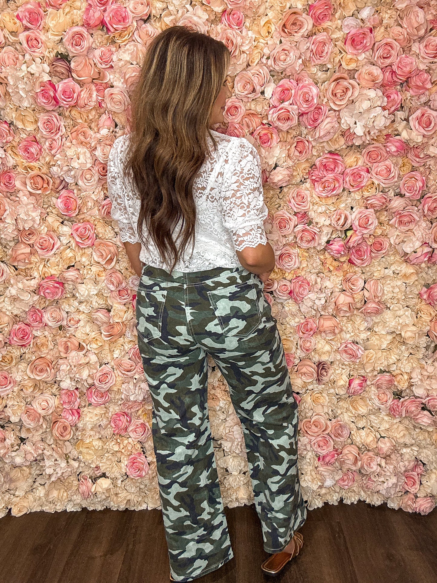 Camo Wide Leg Drawstring Jeans