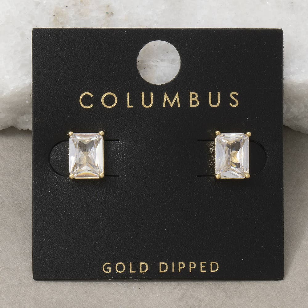 Large Emerald Cut Stud Earrings