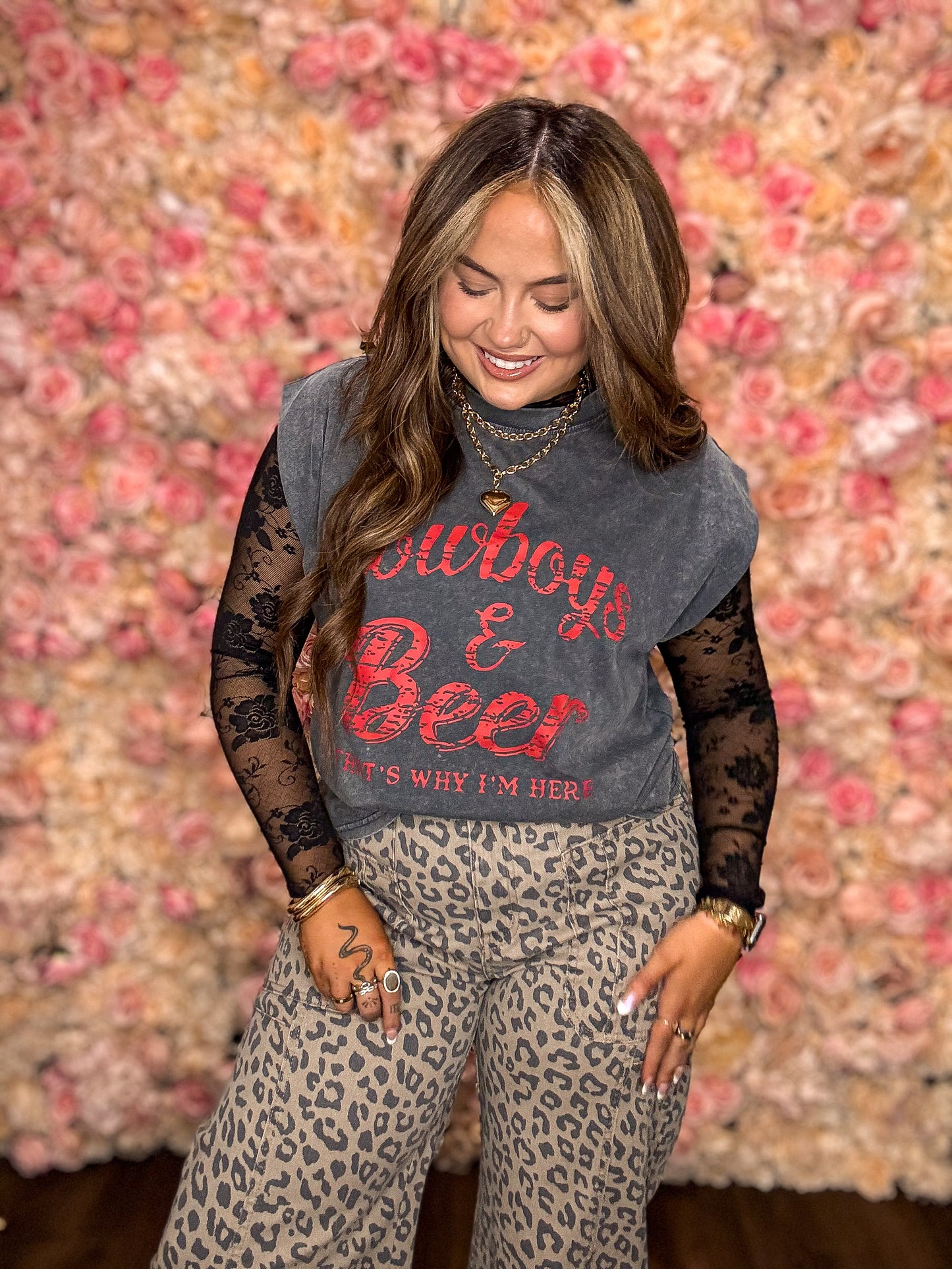 Cowboy & Beer Mineral Wash Muscle Tank