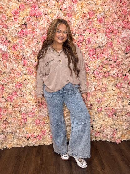 Cocoa Patchwork Corded Drawstring Hoodie