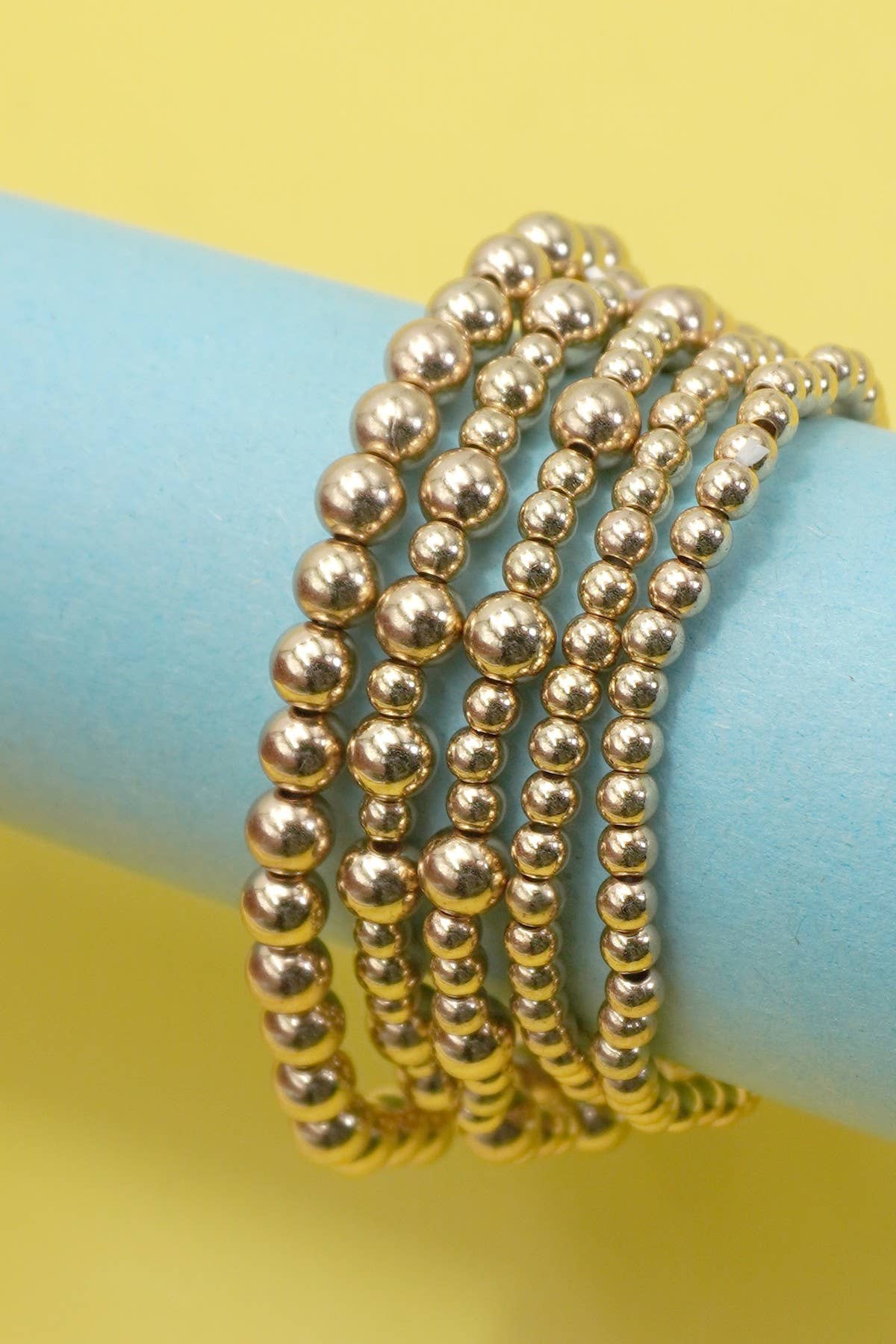 Multi Layer Gold Beaded Bracelet Stack