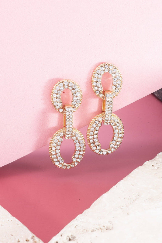 Statement Rhinestone Chain Drop Earrings