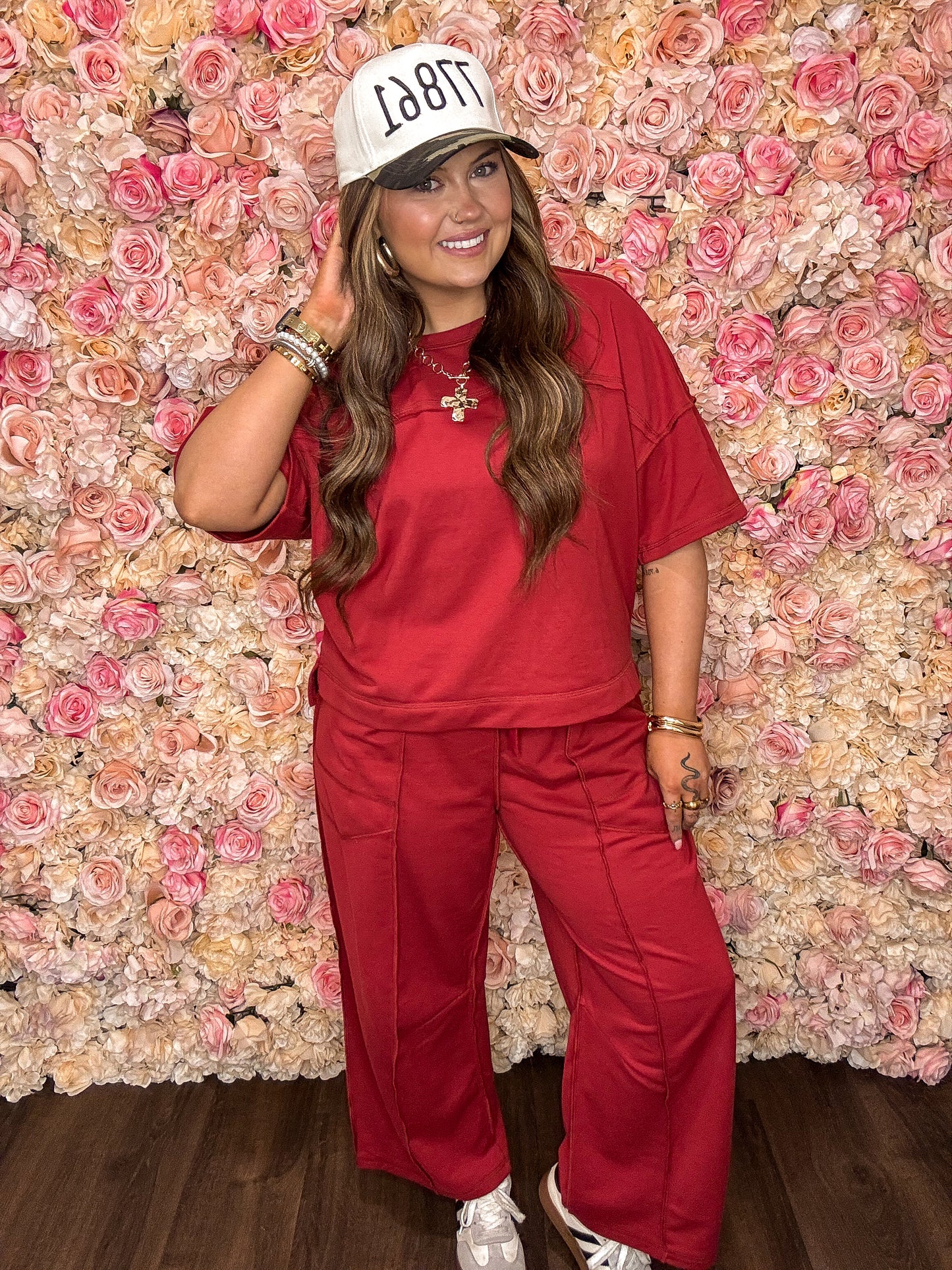 Racing Red Boxy Tee and Barrel Pants Set