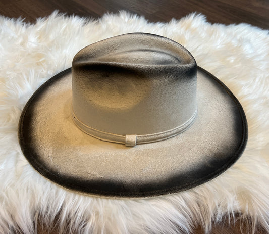 White Spade Top Burnt Embellished Rancher Hat