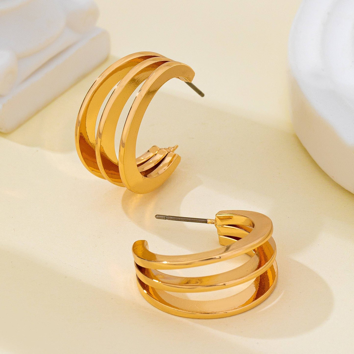 Triple-Band Hoop Earrings