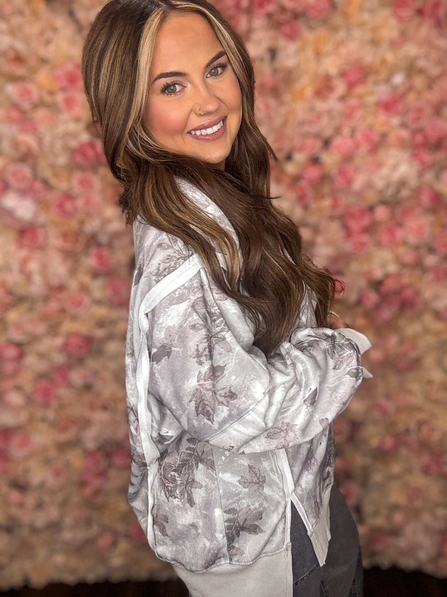 Camo Exposed Seam Oversized Sweatshirt