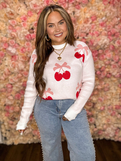 Pink Cherries + Bows Sweater