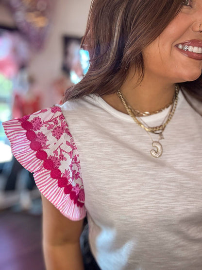 Rose Ricrac Trim Patchwork Top