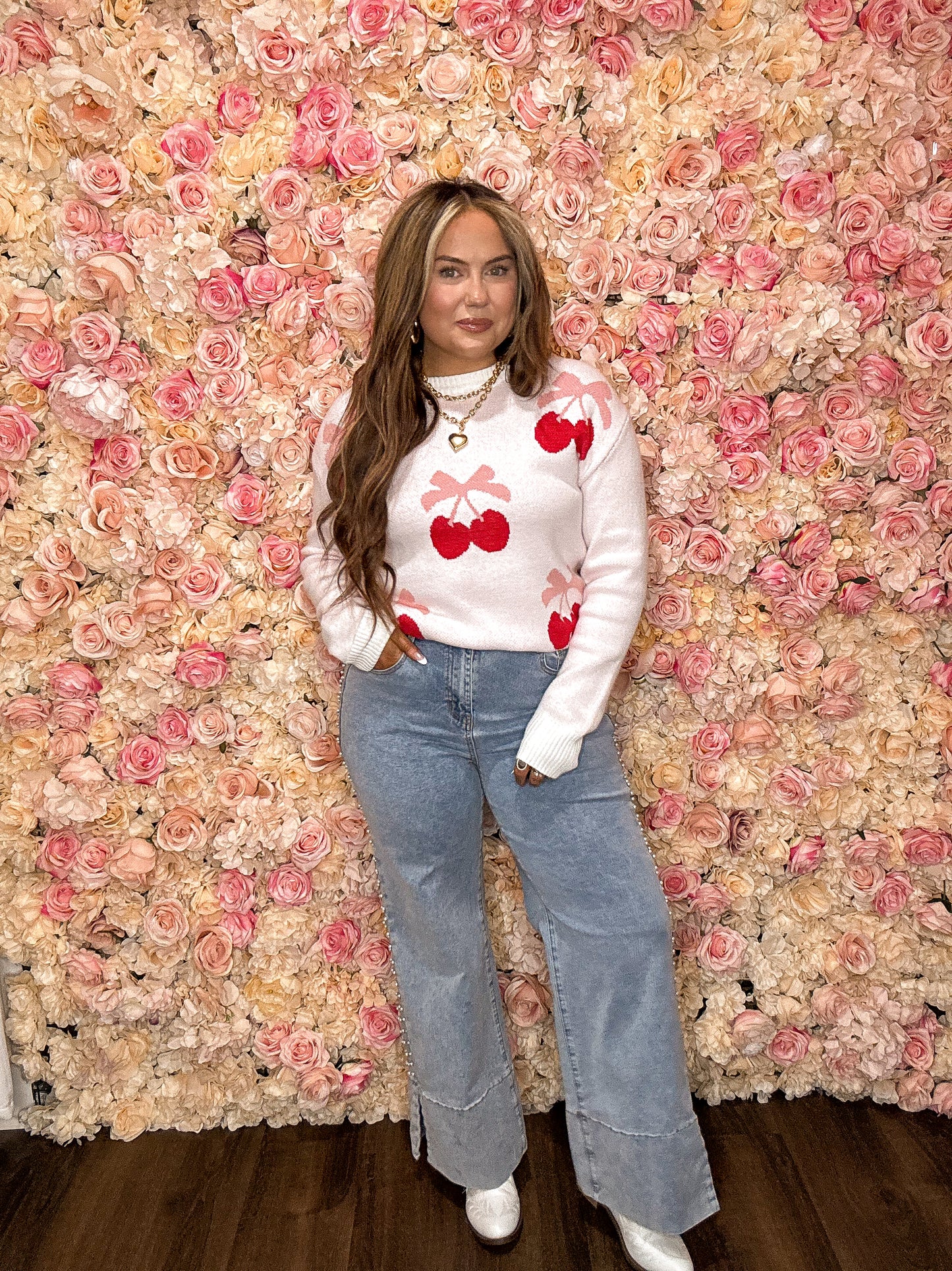 Pink Cherries + Bows Sweater