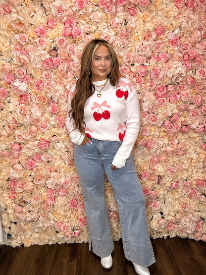 Pink Cherries + Bows Sweater