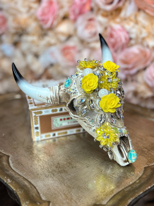 Golden Prairie Bloom Wall Skull