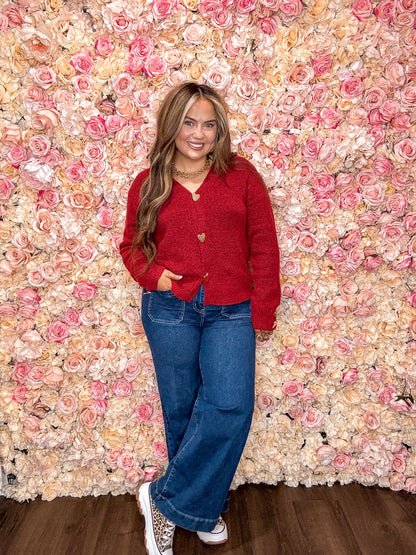 Fiery Red Heart Cardigan