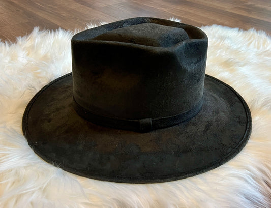 Dark Brown Spade Top Burnt Embellished Rancher Hat