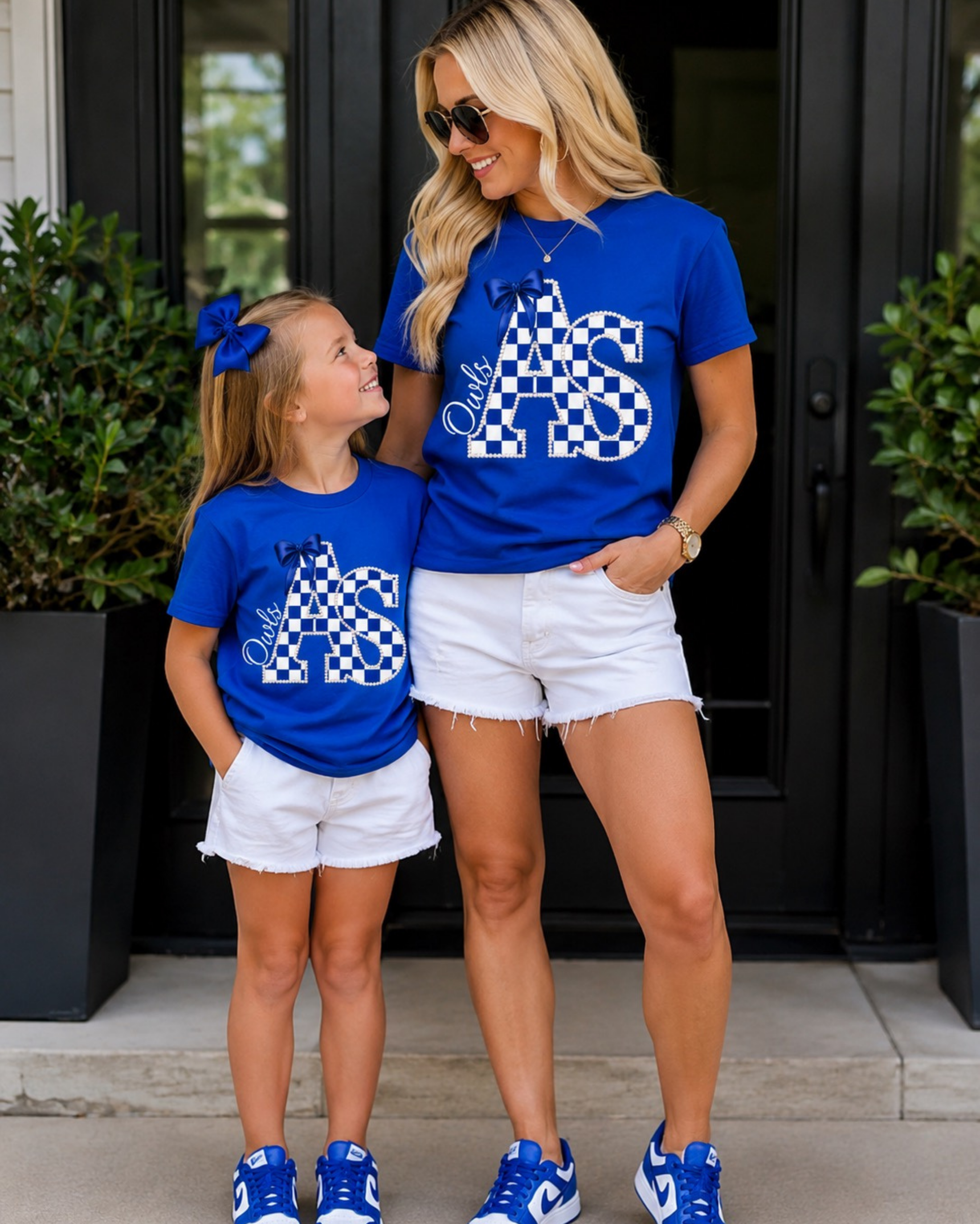 Pearl Lined Checkered School Varsity Letter Tee