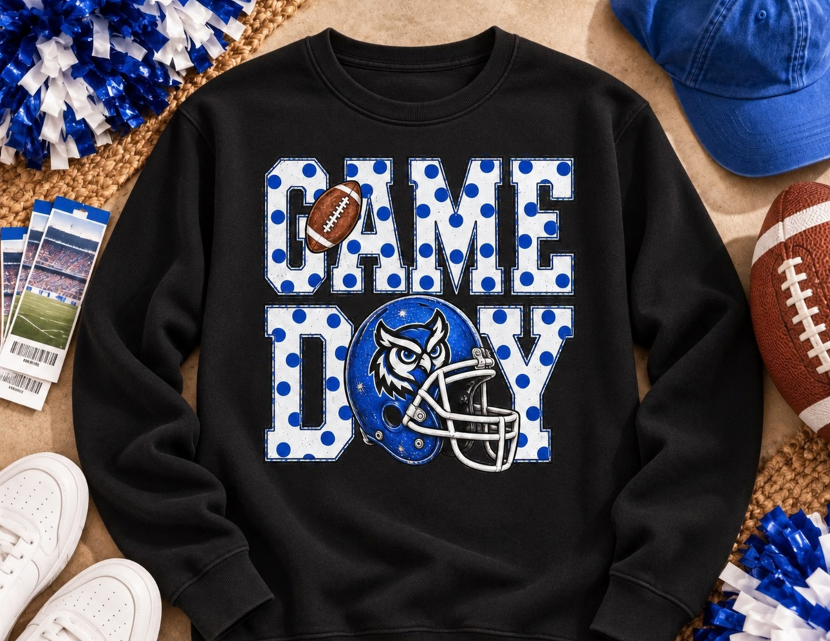 Polka Dot Game Day Owl Sweatshirt