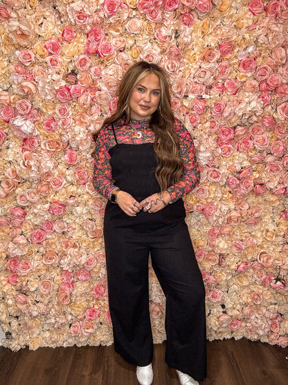 Rose Floral Mesh Long Sleeve Mock Neck Top