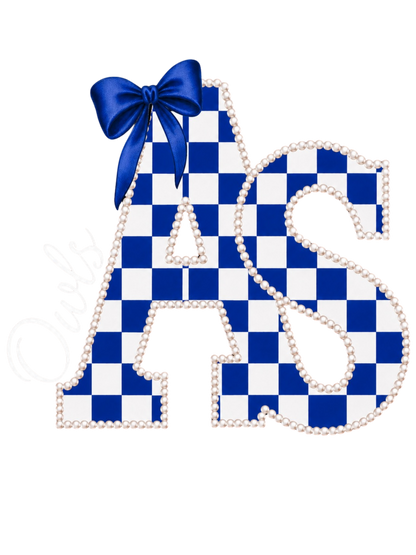 Pearl Lined Checkered School Varsity Letter Tee