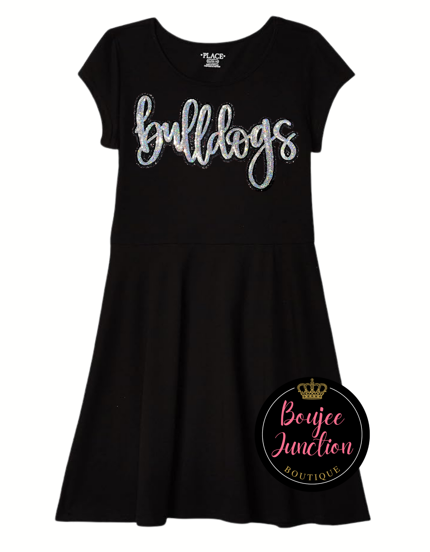 Little Bulldog Cheer Dress in Black~North Zulch