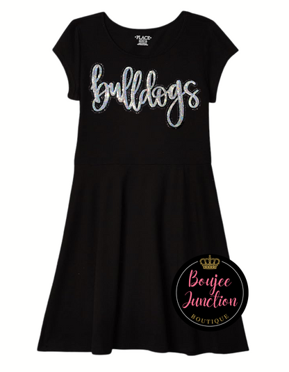 Little Bulldog Cheer Dress in Black~North Zulch