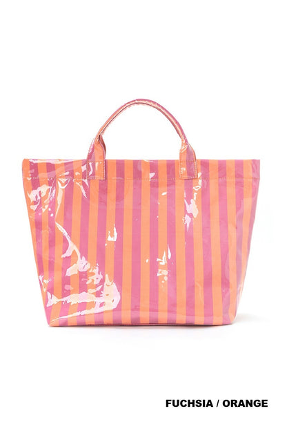 Striped PVC Tote Bags