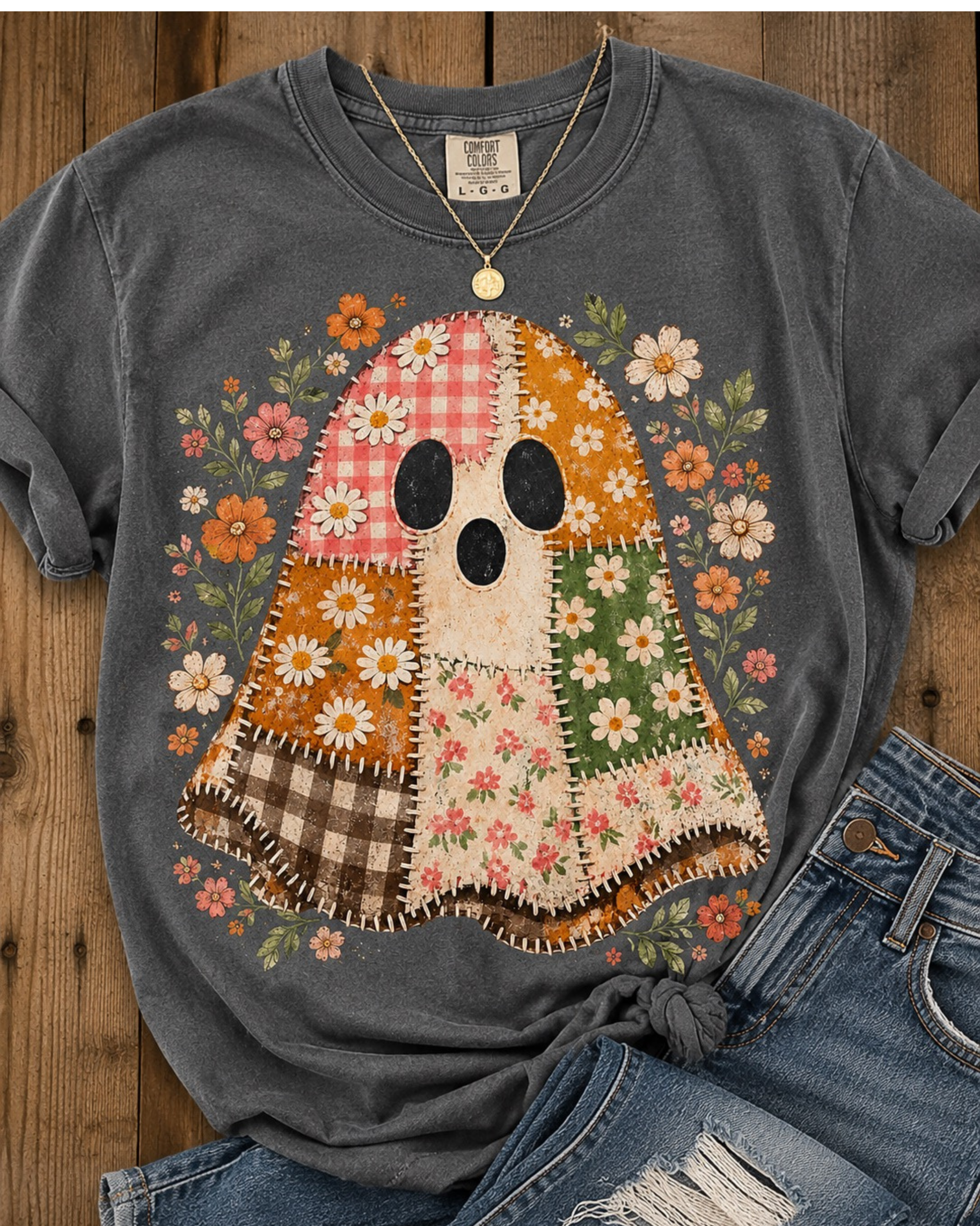 Patchwork Flower Ghost Tee