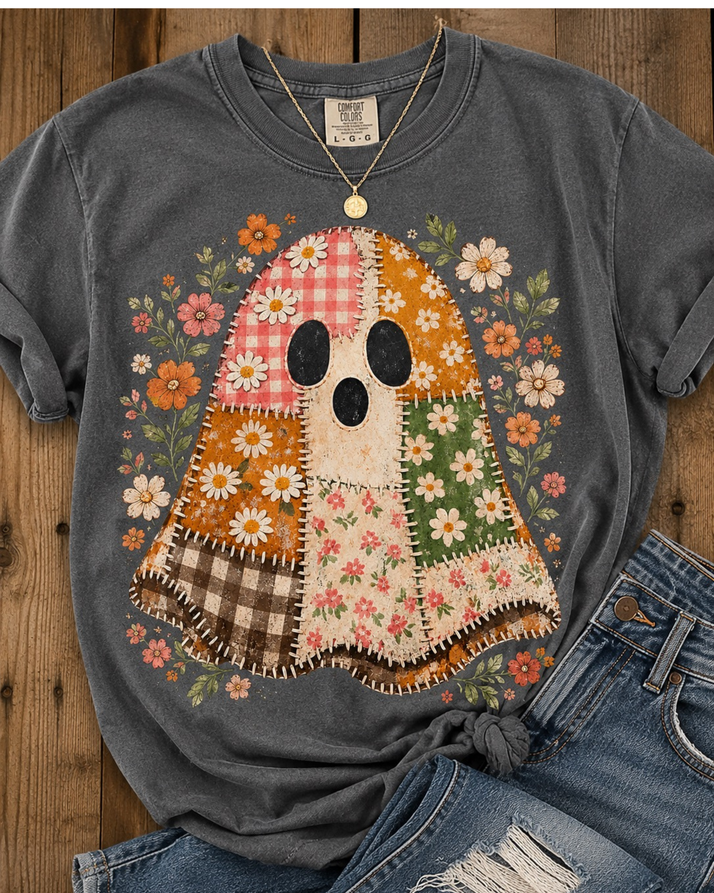 Patchwork Flower Ghost Transfer