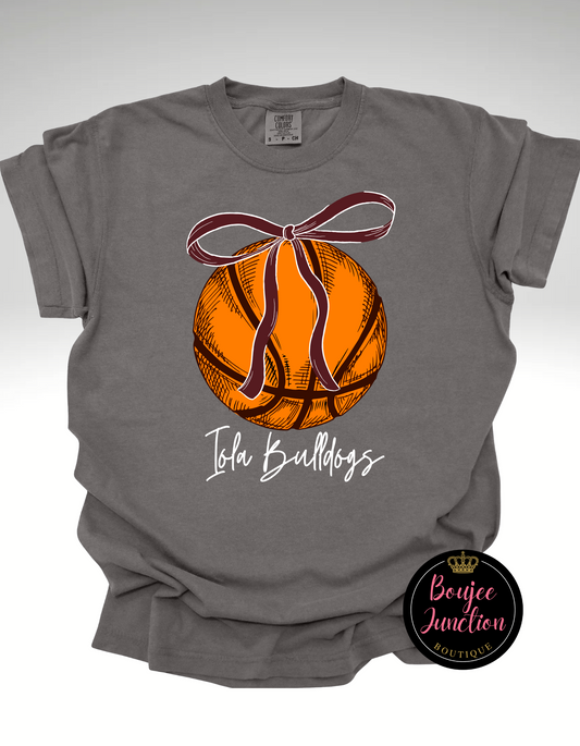 Iola Bulldogs Simple Bow Basketball Tee