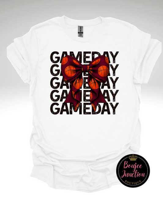 Basketball Game Day Bow Tee