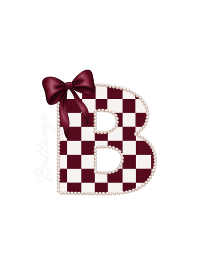 Pearl Lined Checkered School Varsity Letter Tee