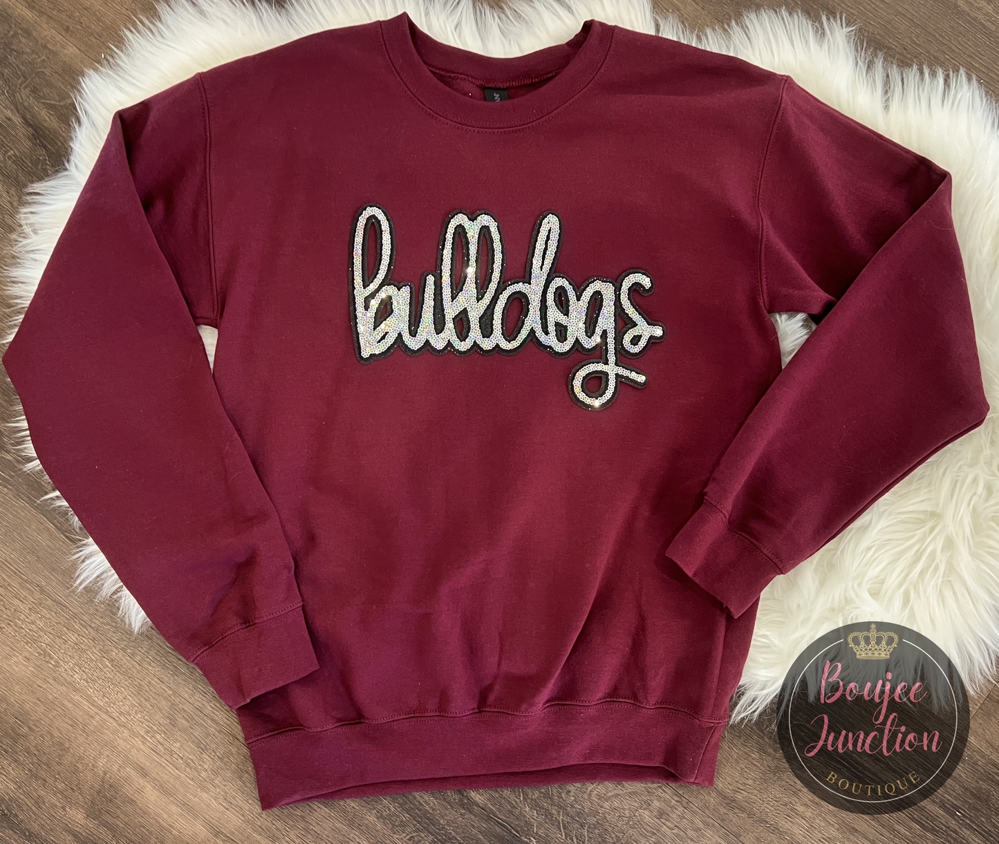 Sequin Bulldog Crew Neck Sweatshirt