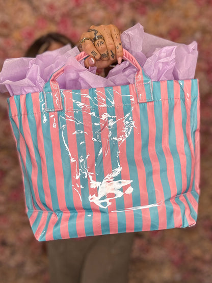 Striped PVC Tote Bags