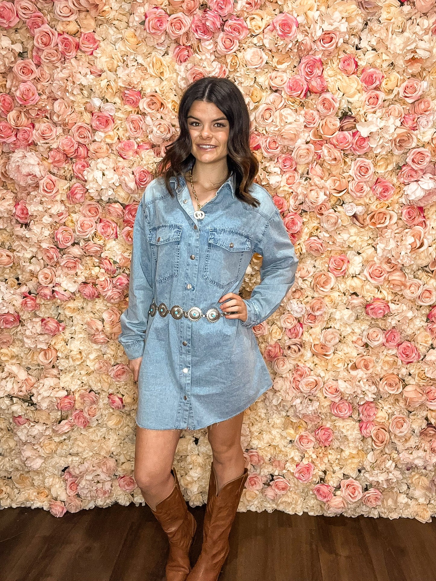 Beau Blue Raw Hem Denim Shirt Dress