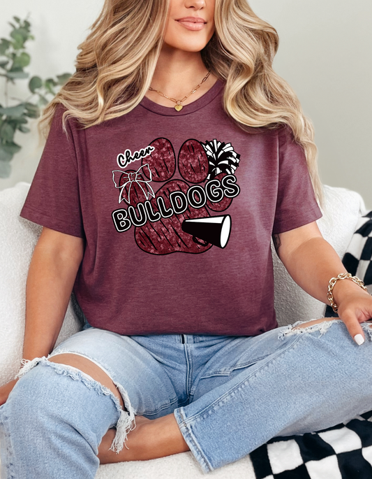 Bulldog Paw Print Cheer Tee