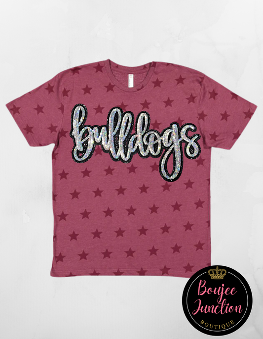 Maroon Sequin Bulldog Star Shirt