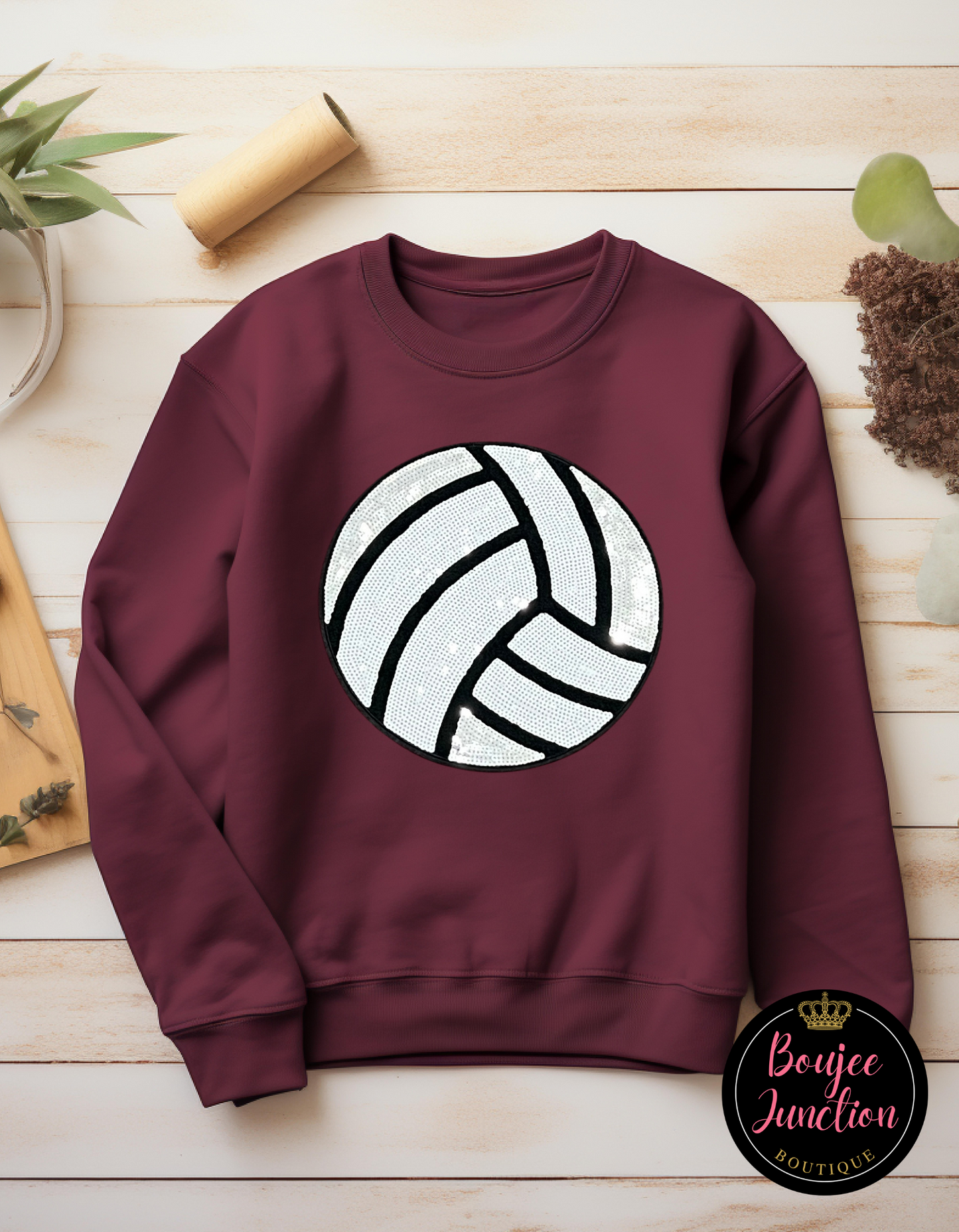 Volleyball Sequin Chenille Patch Sweatshirt