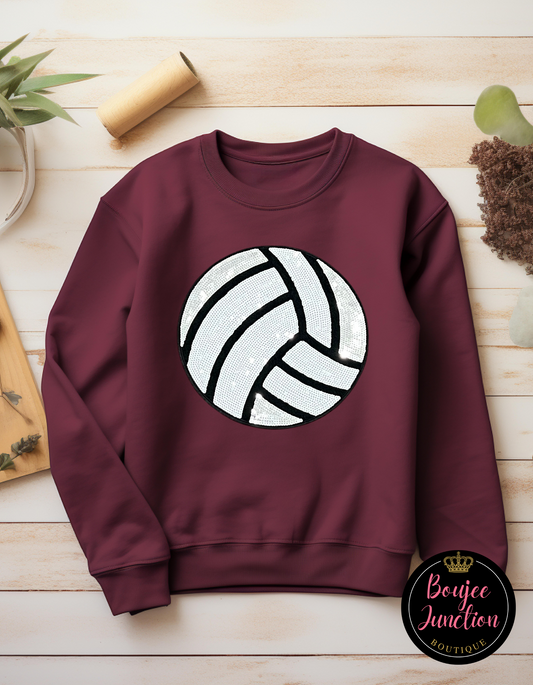 Volleyball Sequin Chenille Patch Sweatshirt