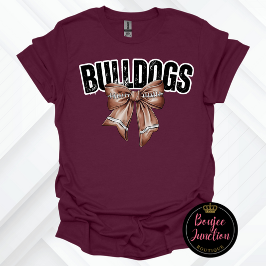 Bulldog Football Bow Tee